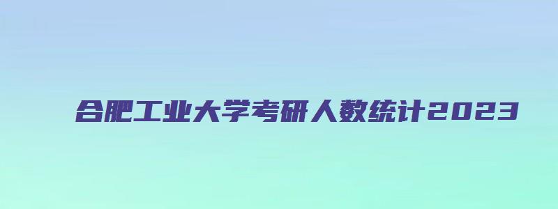 合肥工业大学考研人数统计2023