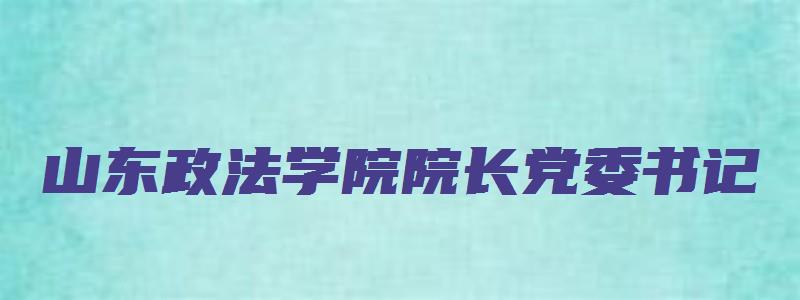 山东政法学院院长党委书记