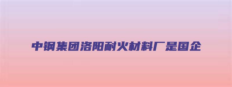 中钢集团洛阳耐火材料厂是国企