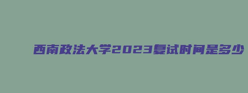 西南政法大学2023复试时间是多少