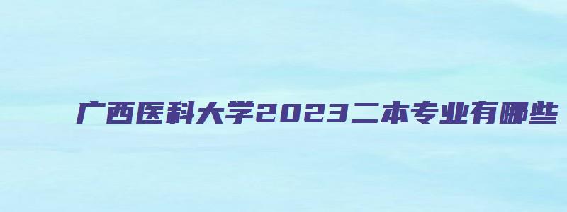 广西医科大学2023二本专业有哪些