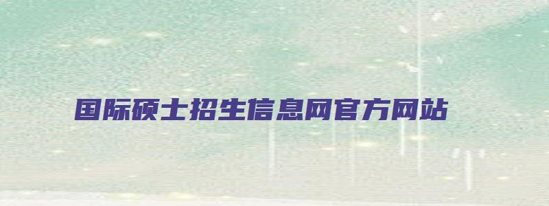 国际硕士招生信息网官方网站