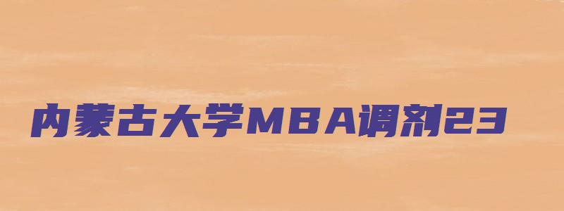 内蒙古大学MBA调剂23