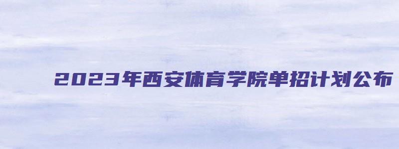 2023年西安体育学院单招计划公布