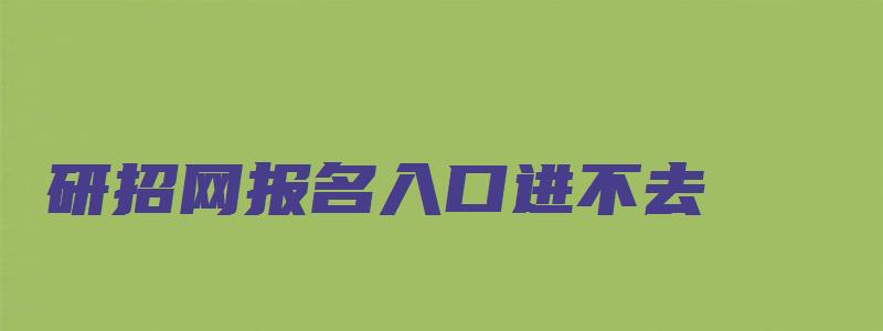 研招网报名入口进不去