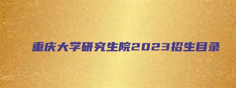 重庆大学研究生院2023招生目录