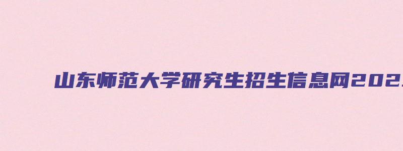 山东师范大学研究生招生信息网2023