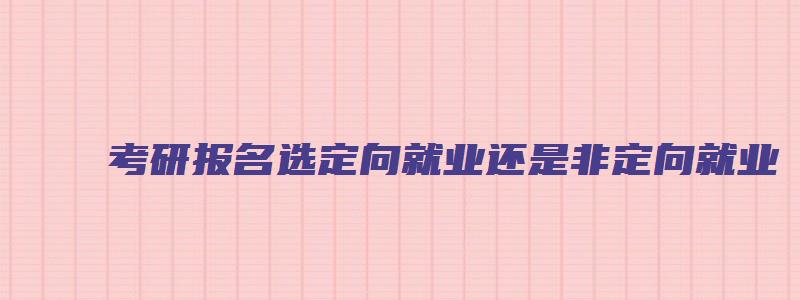 考研报名选定向就业还是非定向就业