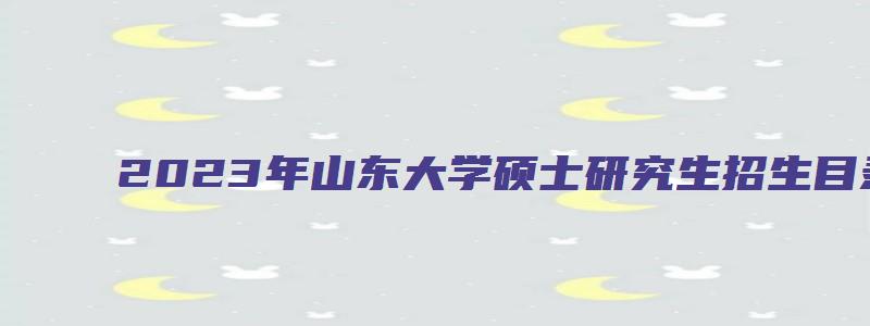 2023年山东大学硕士研究生招生目录