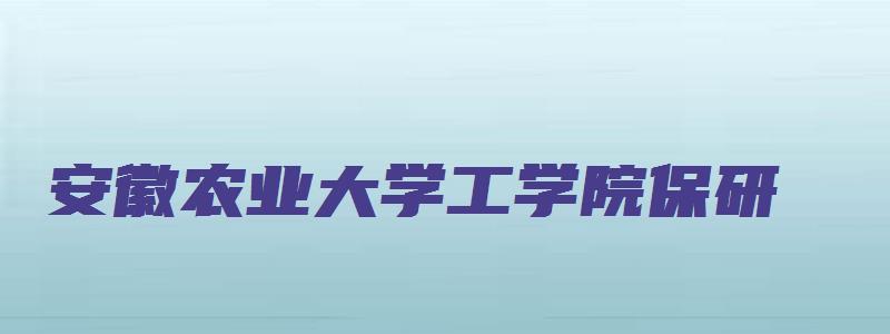 安徽农业大学工学院保研