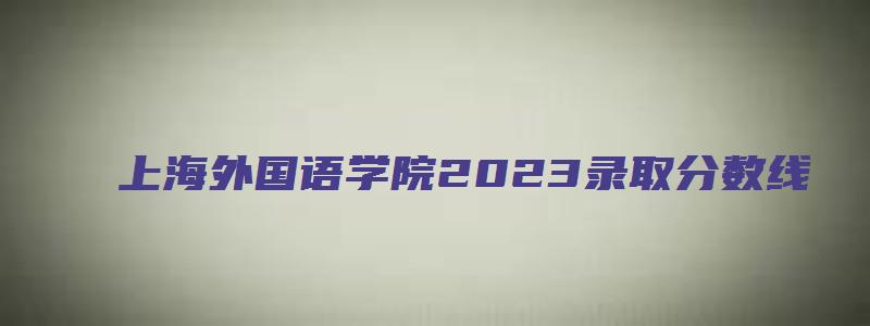 上海外国语学院2023录取分数线