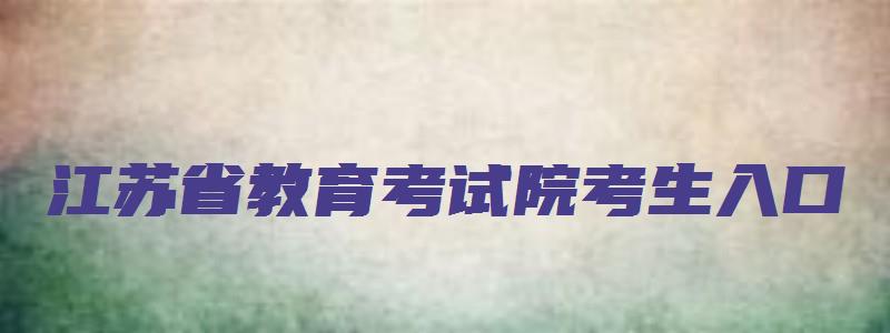 江苏省教育考试院考生入口