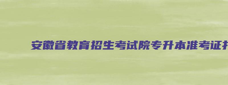 安徽省教育招生考试院专升本准考证打印