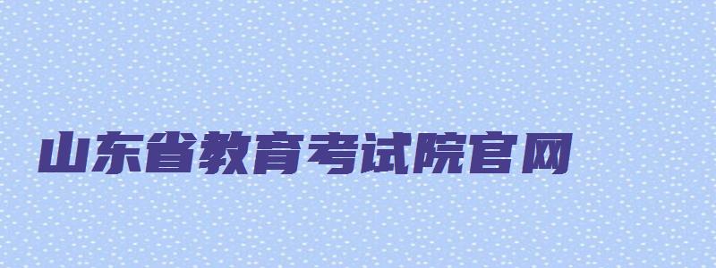 山东省教育考试院官网