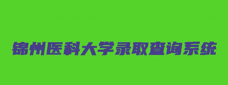 锦州医科大学录取查询系统