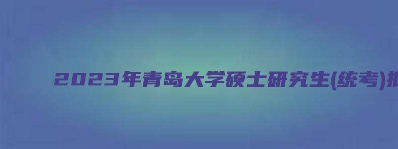 2023年青岛大学硕士研究生(统考)拟录取名单公示