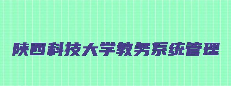 陕西科技大学教务系统管理