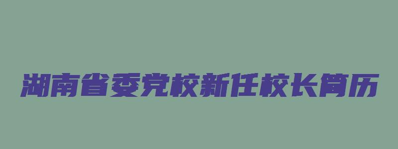 湖南省委党校新任校长简历