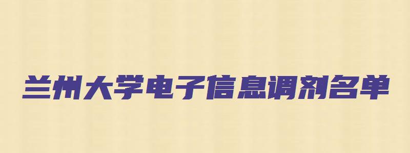 兰州大学电子信息调剂名单