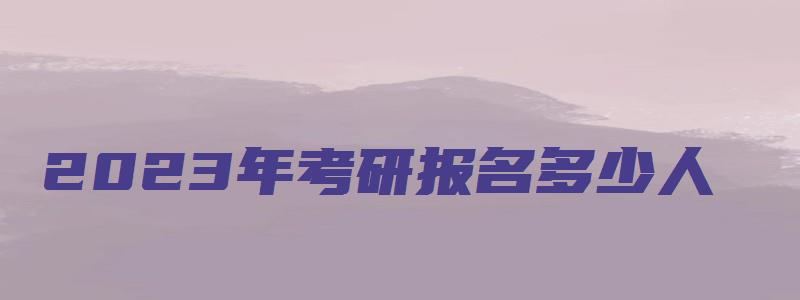 2023年考研报名多少人