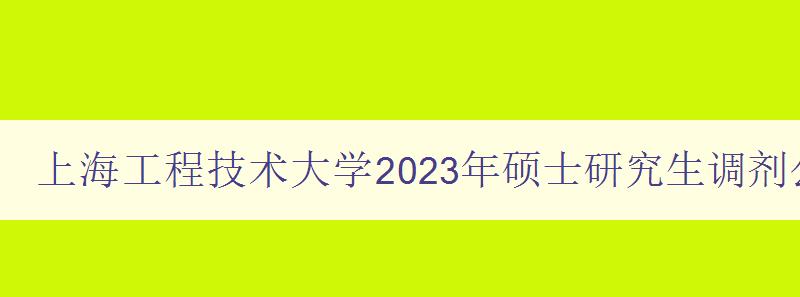 上海工程技术大学2023年硕士研究生调剂公告公布