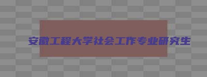 安徽工程大学社会工作专业研究生