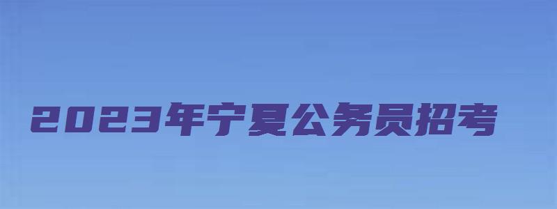 2023年宁夏公务员招考