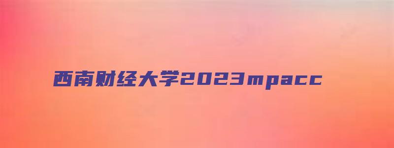 西南财经大学2023mpacc