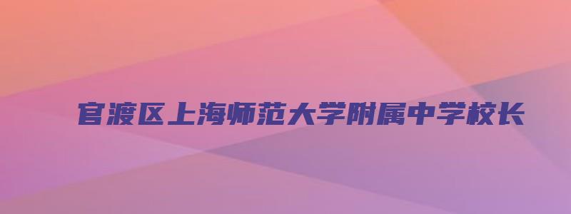 官渡区上海师范大学附属中学校长