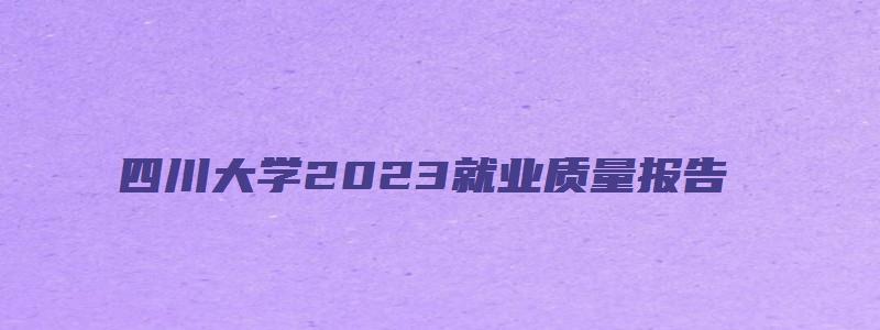 四川大学2023就业质量报告