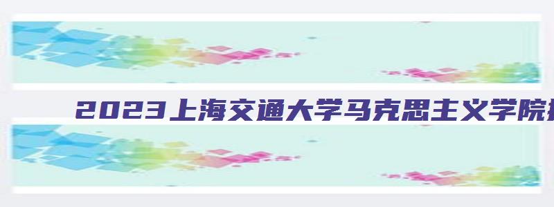 2023上海交通大学马克思主义学院推免夏令营通知