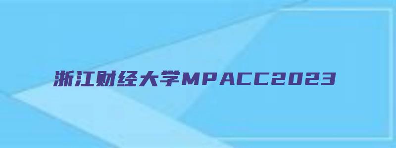 浙江财经大学MPACC2023