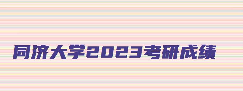 同济大学2023考研成绩