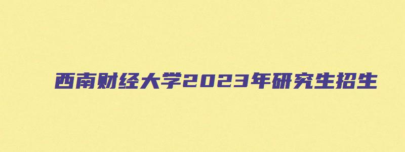 西南财经大学2023年研究生招生