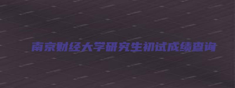 南京财经大学研究生初试成绩查询