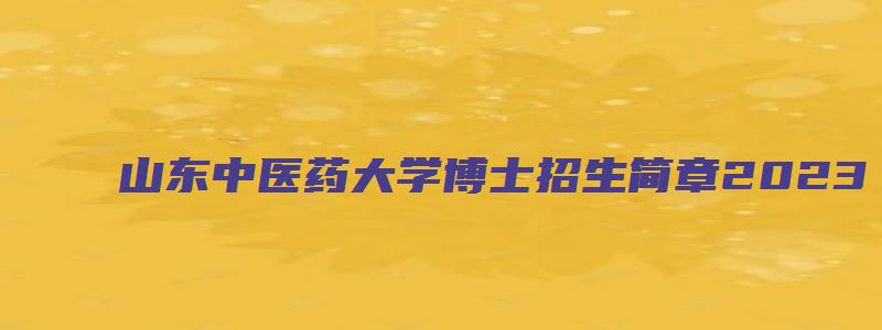 山东中医药大学博士招生简章2023