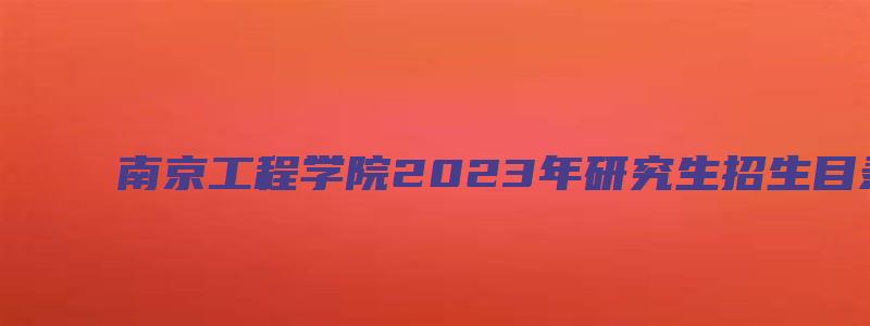 南京工程学院2023年研究生招生目录表