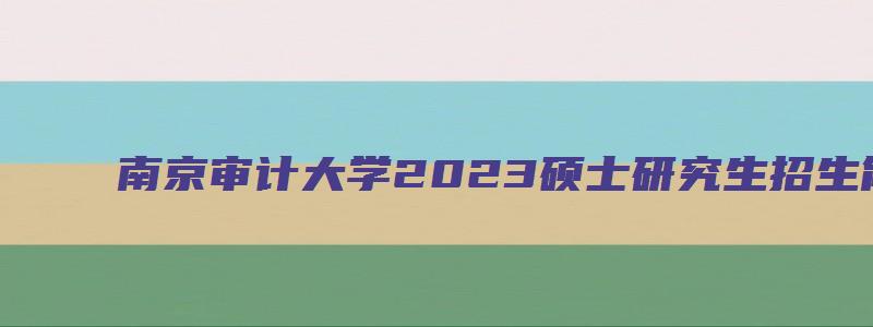 南京审计大学2023硕士研究生招生简章及答案