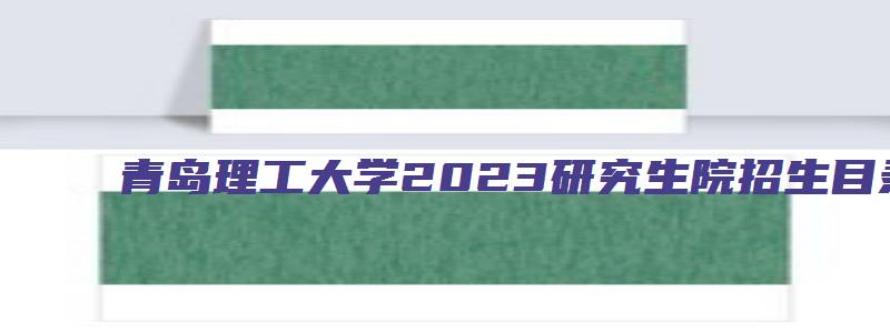 青岛理工大学2023研究生院招生目录