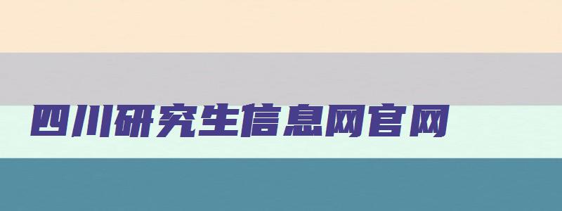 四川研究生信息网官网