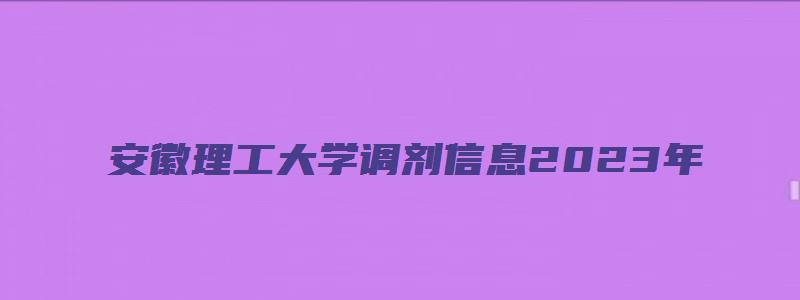 安徽理工大学调剂信息2023年