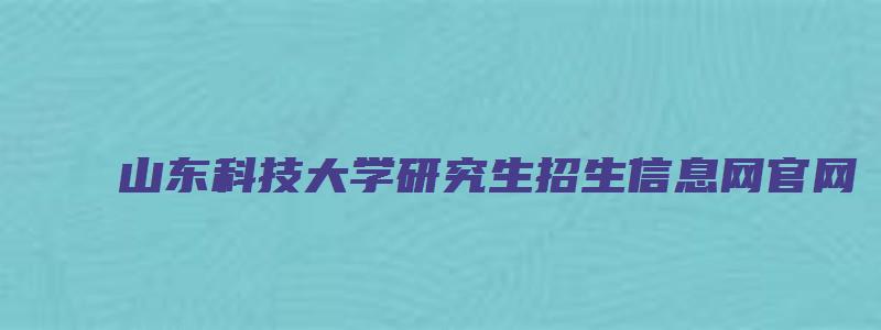 山东科技大学研究生招生信息网官网