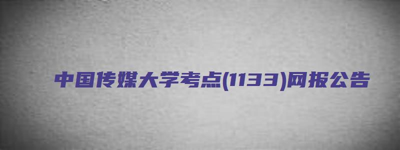 中国传媒大学考点(1133)网报公告