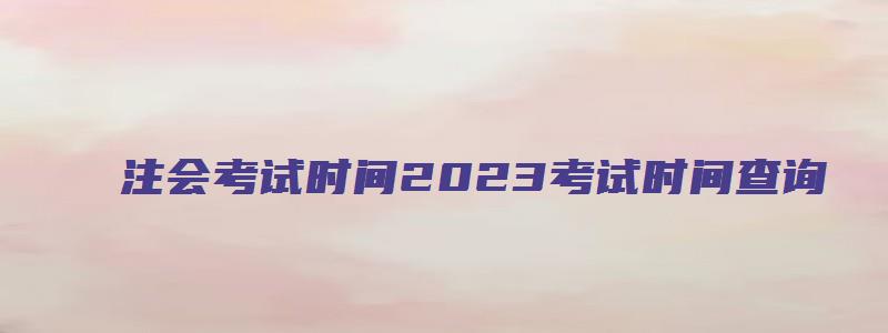 注会考试时间2023考试时间查询