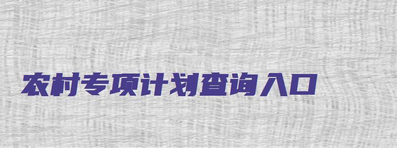 农村专项计划查询入口