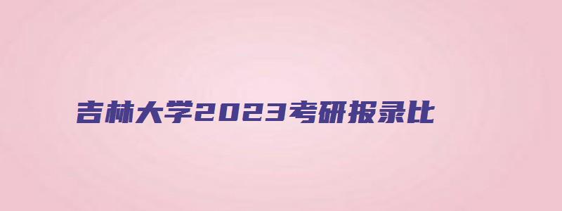 吉林大学2023考研报录比