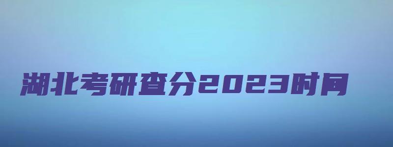 湖北考研查分2023时间