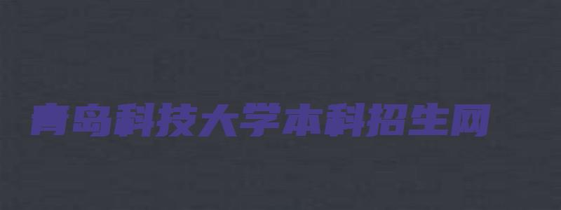 青岛科技大学本科招生网