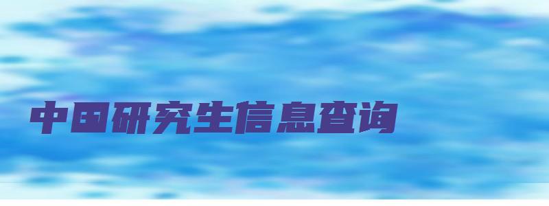 中国研究生信息查询