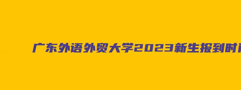 广东外语外贸大学2023新生报到时间